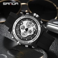 sanda luxury men watch dual display big dial chronograph quartz watch male clock sport watches for men relogio masculino