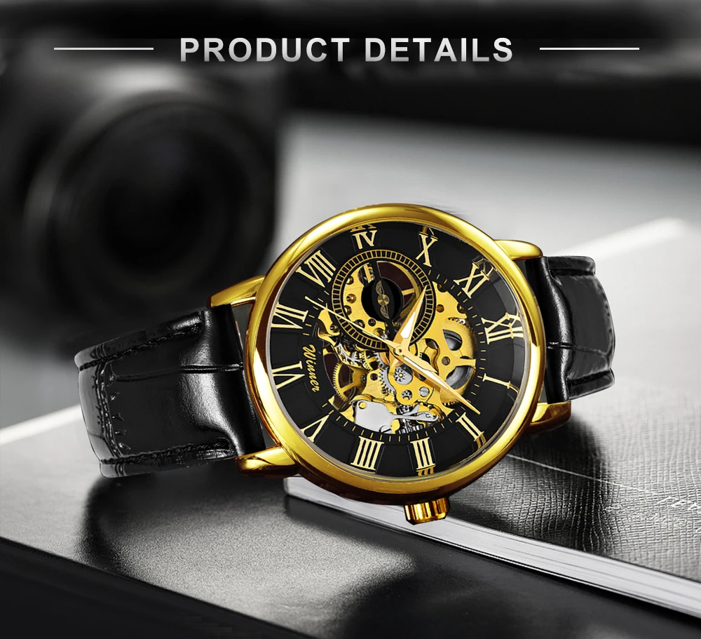 Прозрачные золотые часы для Для мужчин Механические Топ Роскошные Брендовые