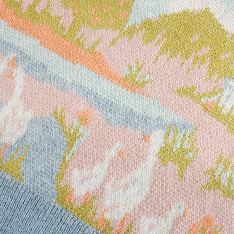 

Ardm Fashion Animal Jacquard Knitted Woman Sweaters Vintage O Neck Long Sleeve Jumper Women Female Pullovers Chic Tops