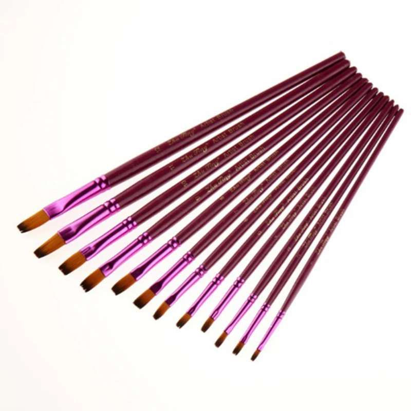 

12PCS Watercolor Brush Set Drawing Pen Advanced Pointed Round Oil Brush High Quality Portable Art Painting Supplies