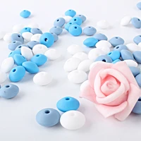 12mm 100pcs silicone lentil silicone beads food grade teether pearl chews pacifier chain clips beads silicone baby teething toy