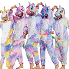 Пижама-кигуруми в виде животных для взрослых, ночная рубашка, комбинезон в стиле аниме, пижама в виде единорога, панды, женская зимняя теплая Фланелевая пижама с мультяшным рисунком