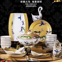 jingdezhen ceramic tableware high grade luxury phnom penh tableware european bone china bowl and plate