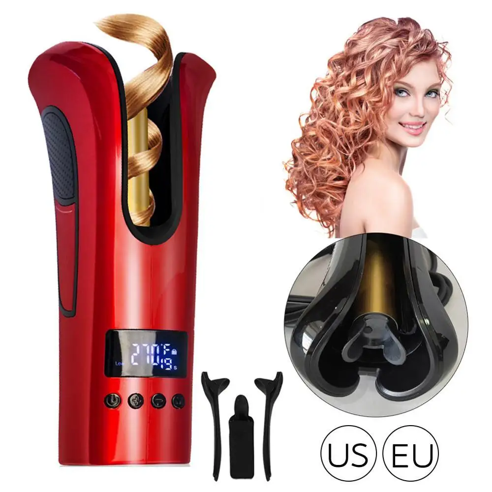 

Automatic Hair Curler Spin Curl 1" Ceramic Auto Curling Iron Machine Temperature Time Spiral 360 Rotating (Red&Black)