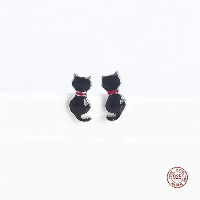 LKO Настоящее серебро 925 пробы милые серьги с котом шикарные модные покрытием из