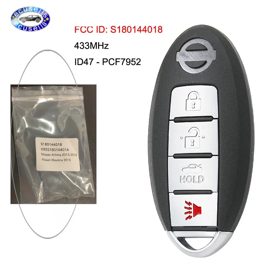 4/3 + 1 кнопочный смарт-брелок для Nissan Altima Maxima 2013-2015 433 МГц id47 чип PCF7952 Continental FCC ID: