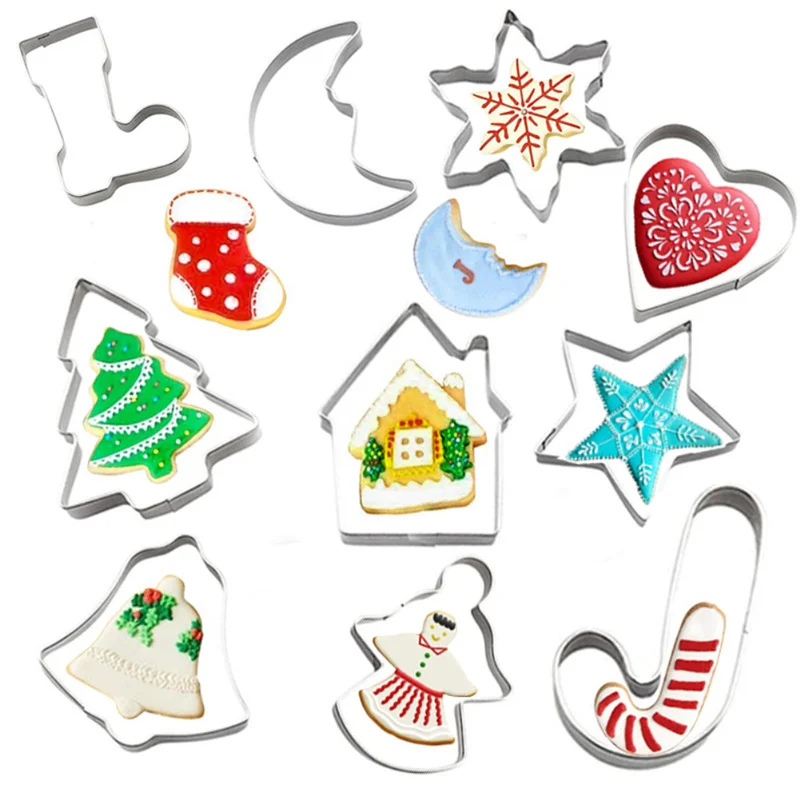 

Christmas Cookie Cutter Fast Shipping Stainless Steel Cut Biscuit Mold Cooking Tools Set Vegetable Chopper Kitchen Accessories