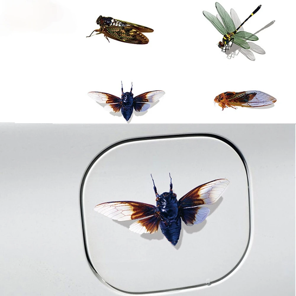 

Fashion 1Pcs Car-Styling 3D Car Stickers Decals Realistic Insects Flys Cricket Dragonfly Bee Classic Personality Waterproof