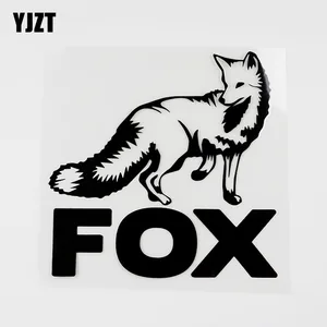 YJZT, 14 см х 10,1 см, модный виниловый декоративный автомобильный стикер с животными и лисами, ЧернаяСеребристая Наклейка 8C-0052