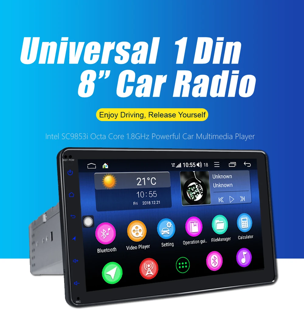 ARKRIGHT одиночный Din " Универсальный автомобильный радиоприемник 2 ГБ/32 Гб Wifi Bluetooth DSP Android 8,1 Восьмиядерный зеркальная связь SWC gps радио плеер