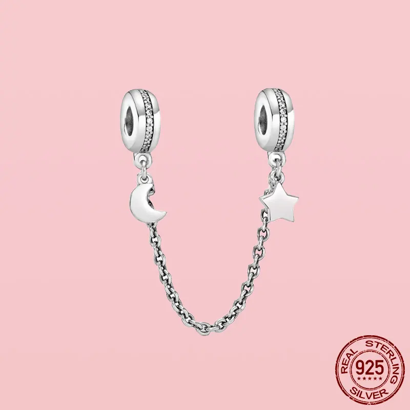 100% 925 пробы Серебряное Сверкающее Сердце Луна и Звезды Цветок отпечаток лапы