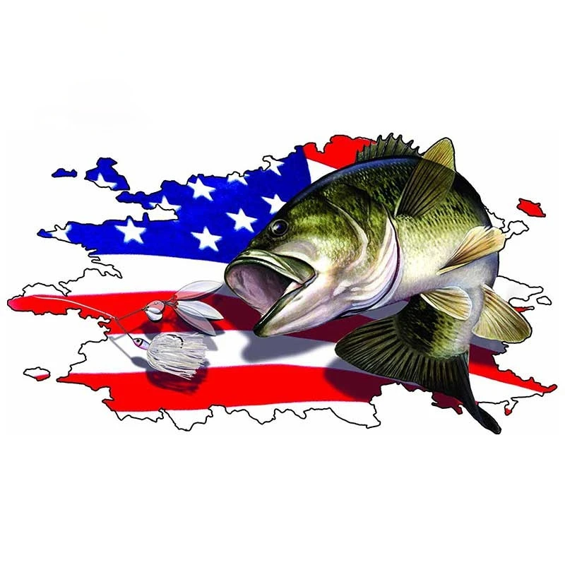 Креативная наклейка на машину с американским флагом для ловли окуня рыбалки