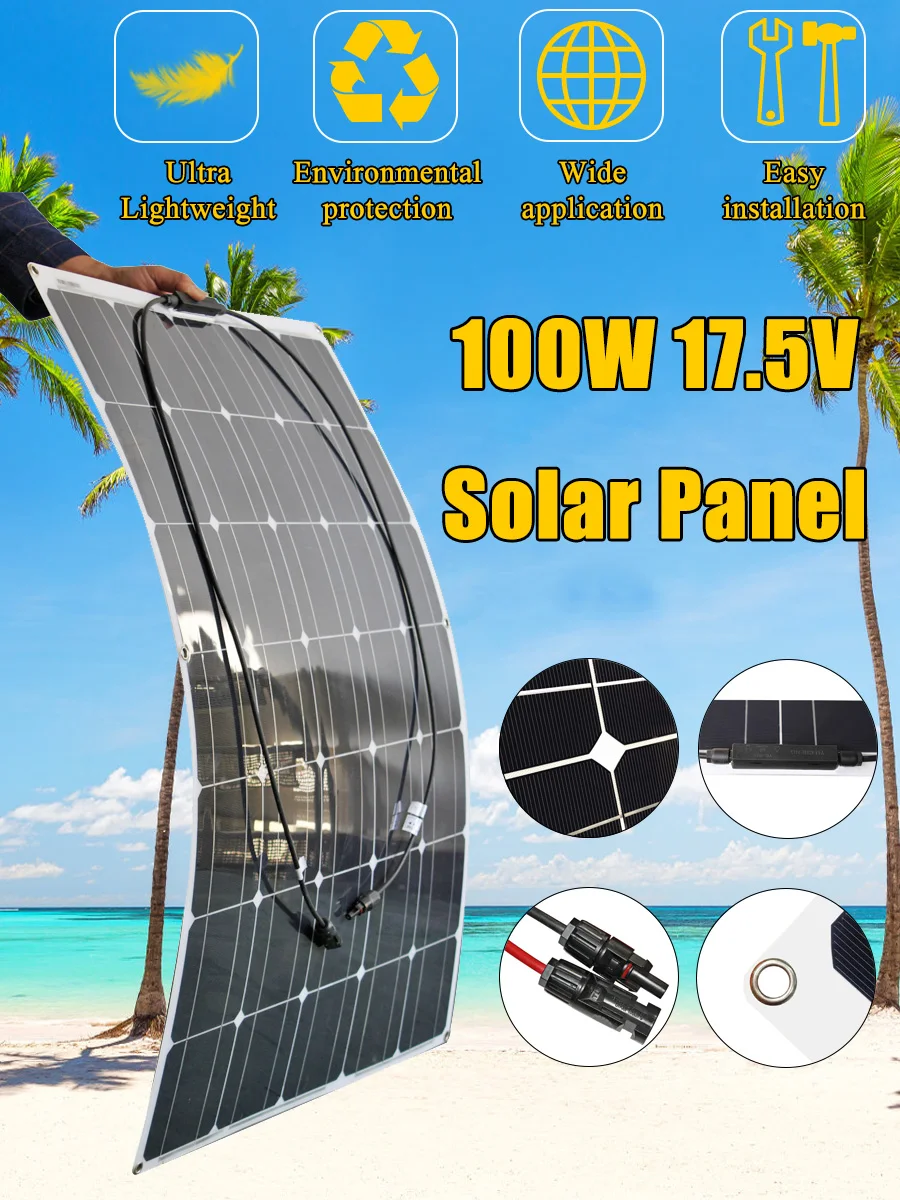 Солнечная панель 100 Вт 17 5 в полугибкая солнечная моноячейка For12V зарядное