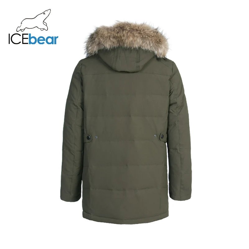 Мужской пуховик с капюшоном ICEbear теплая куртка на 70% белом утином пуху брендовая