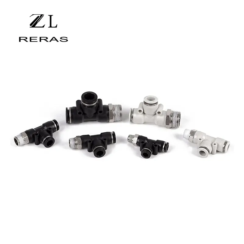 PD белый пластик быстрая вставка пневматический элемент Т-образного