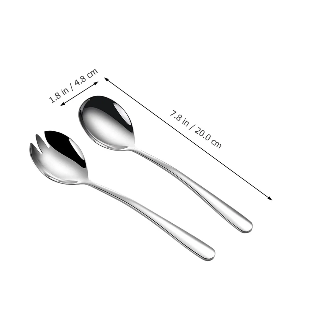 

1 Set Stainless Steel Salad Spoon Salad Fork Salad Serving Flatware (Silver)
