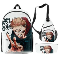 3 pcsset anime jujutsu kaisen school backpack for kids boys girl student school bag teenager custom bag travel backpack mochila