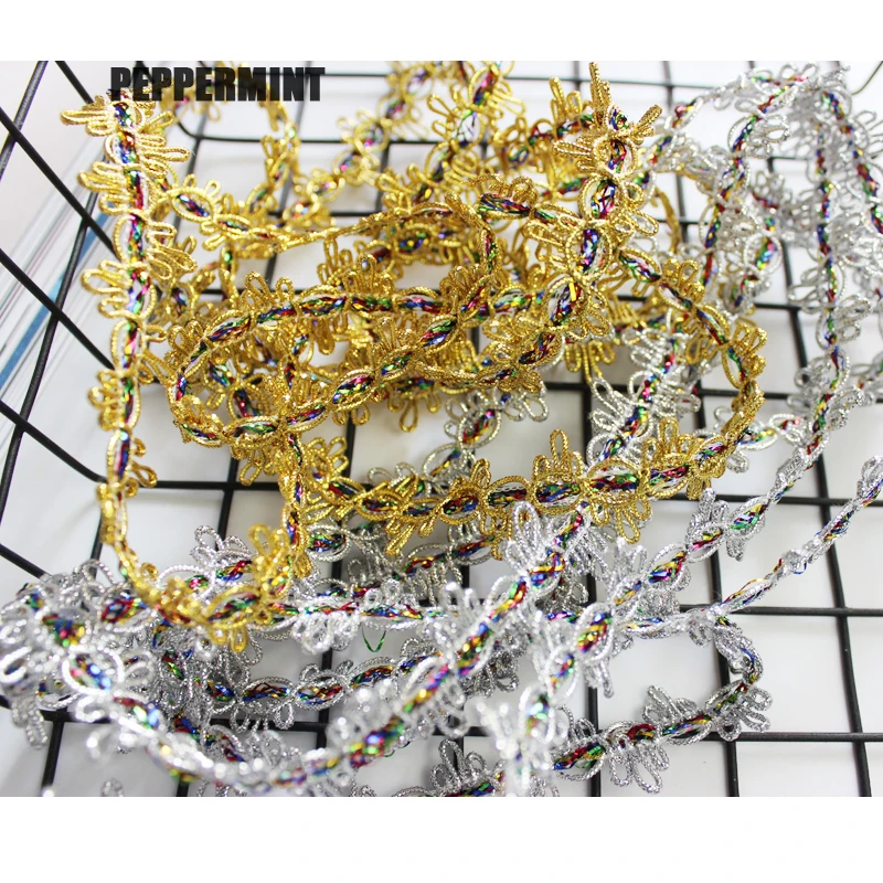 Золотистая тесьма с зигзагом 3 ярдов 20 мм металлическая золотистая плетеная