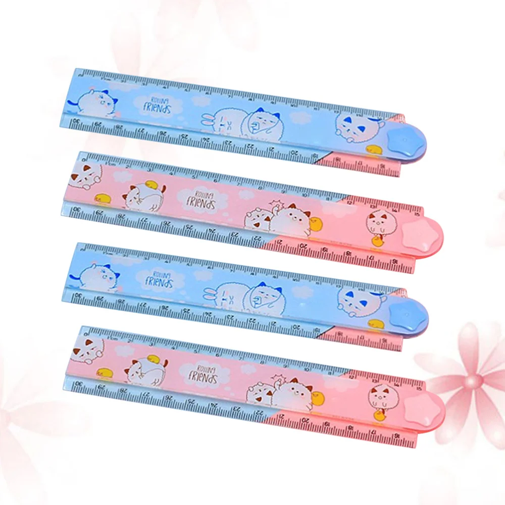 

4pcs 30cm Cartoon Rulers Creative Foldable Rulers School Students Stationery Measuring Rulers Drawing Painting Supplies