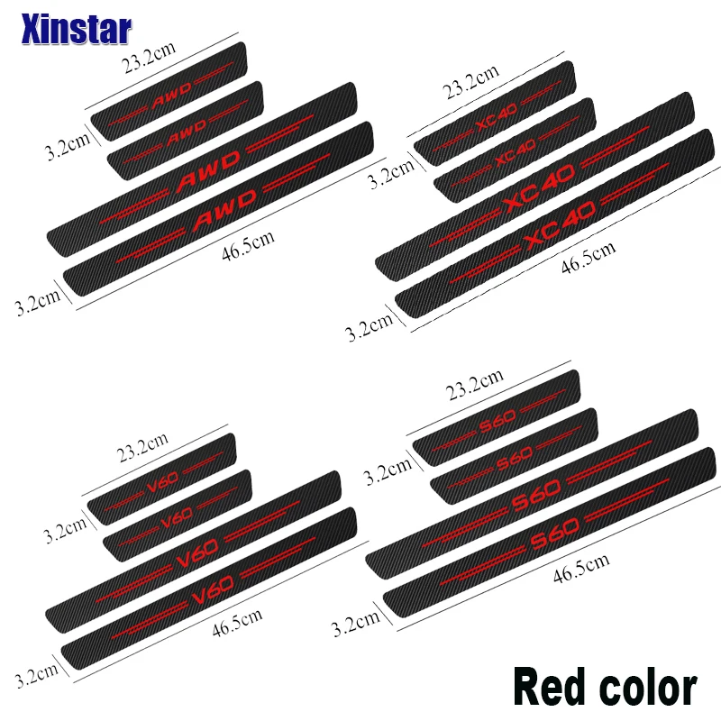 4PCS Carbon Fiber Car Stickers Vinyl Sport Decals For Volvo S60 XC90 V40 V50 V60 V70 S80 S90 V90 C30 C70 XC70 XC60 XC40 AWD T6 | Автомобили