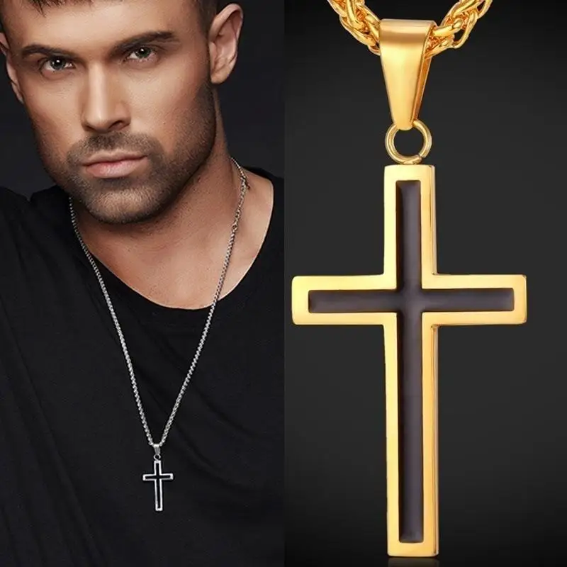 Классическое ожерелье из нержавеющей стали в эстетике Креста для мужчин