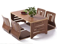 minimalist dining table and chair asian floor solid wood table with foldable legs dining room set zaisu chair 5pcsset