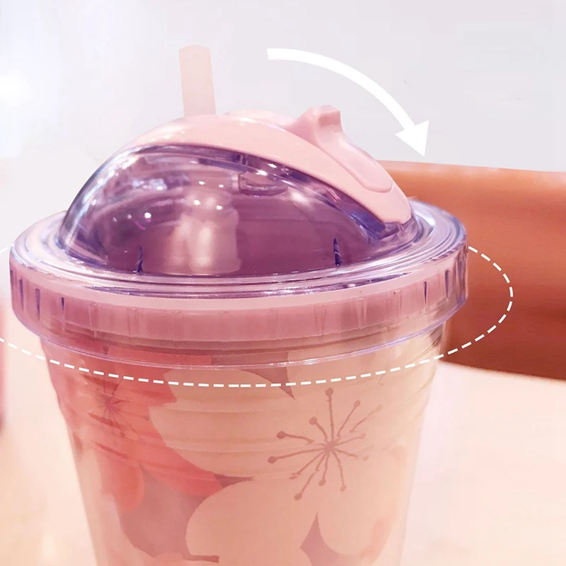 Creative Plastic Water Cup Tumbler With Lid And Straw Insulated Double Wall Reusable Leakproof Travel |