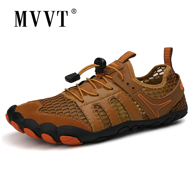 

Suede + Mesh Aqua Shoes Men Water Sneakers Outdoor Breathable Quik-dry Shoes Plus Size 39-47