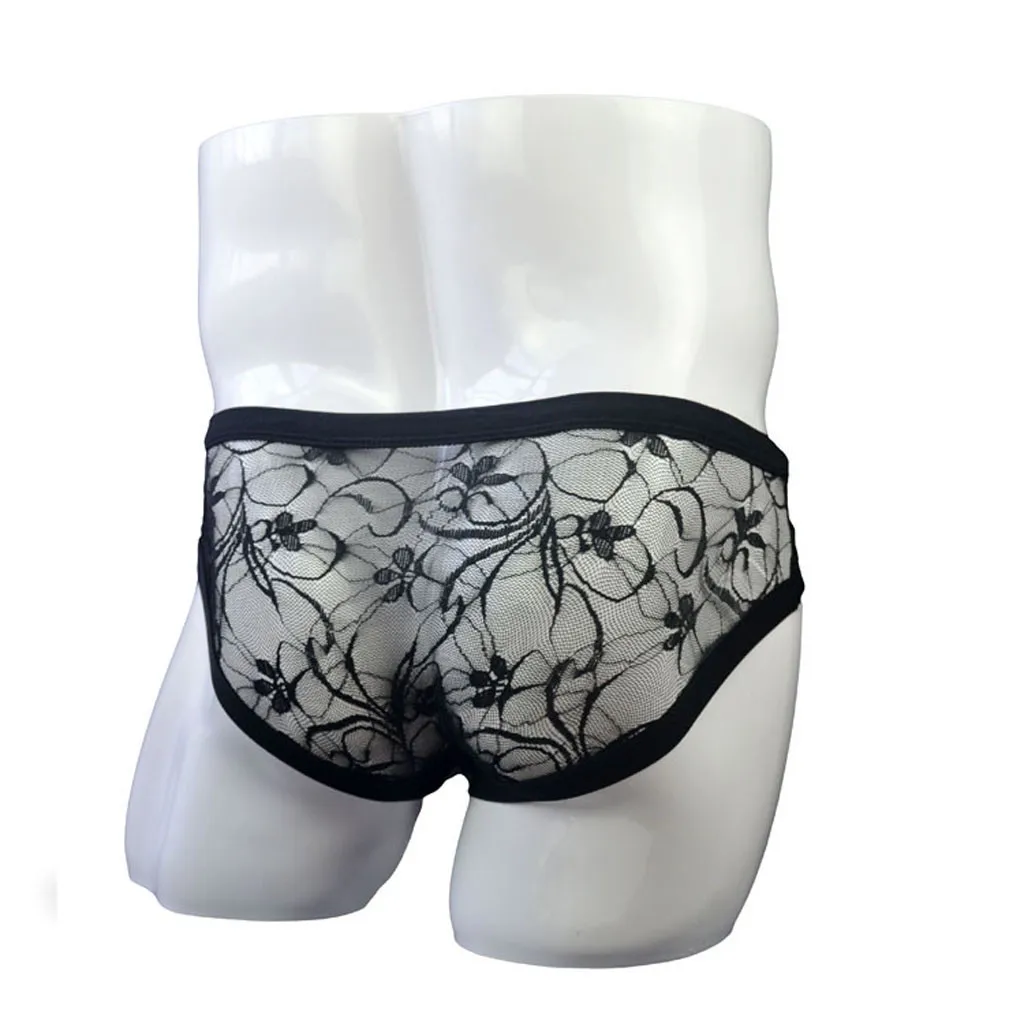 Сексуальные прозрачные сетчатые трусы мужское нижнее белье кружевные с низкой