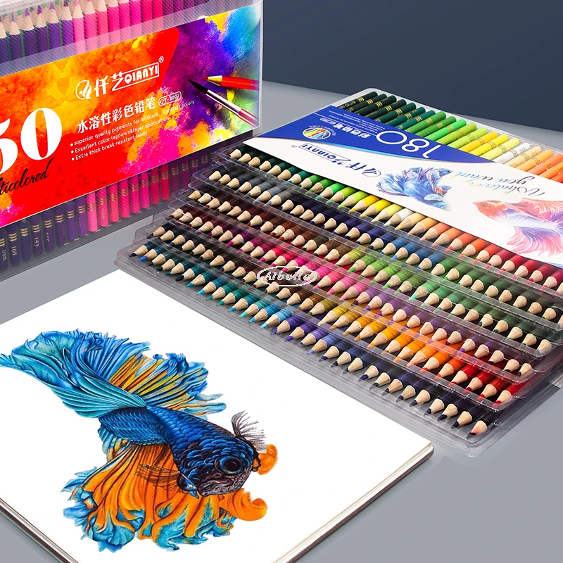 

Aibelle 48/72/120/150/180 Color Professional Water Color Pencils Wood Soft Watercolor Pencil For School Draw Sketch Art Supplies