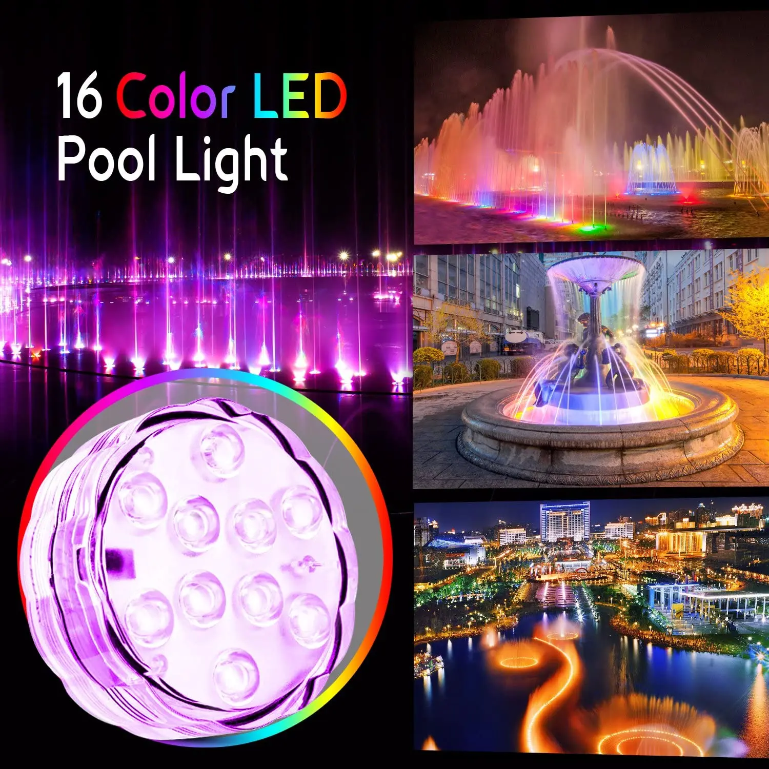 

Pool Lights RGB Remote Control Submersible Light IP68 Waterproof Fish Tank Underwater LightsParty Wedding Christmas Decoration
