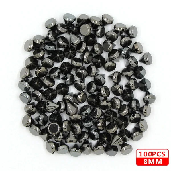 8MM Black 100 шт CCB бусинки из пластика с заклепками золотистого и серебристого цвета шипованные заклепки в стиле панк для кожаных гвоздей с заклепками аксессуары для одежды - Цвет: 8MM Black