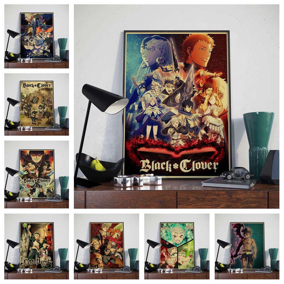 Плакат с черным клевером японский аниме постер в стиле ретро художественный