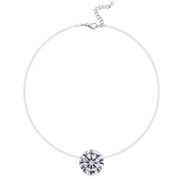 elegant coloful gems diamond necklaces for women girls rhinestone pendant necklace transparent chain wedding fashion jewelry