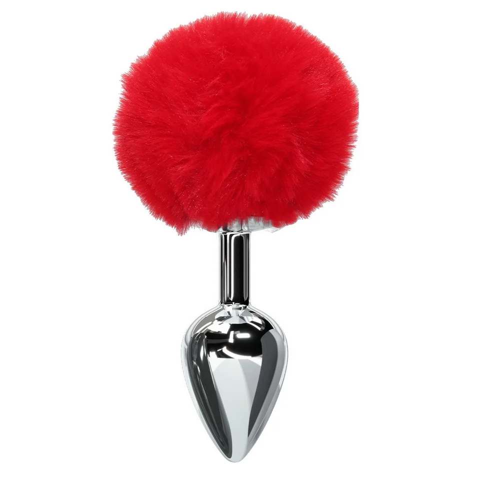 Анальная игрушка пробка гладкая на ощупь из нержавеющей стали с хвостом кролика