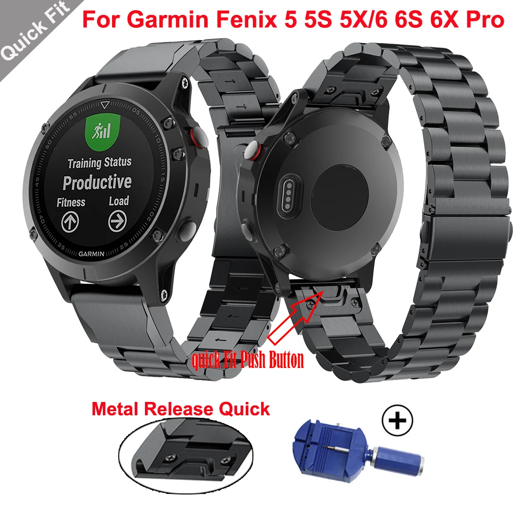 

Металлический ремешок для часов, браслет из нержавеющей стали, легко подходит для Garmin Fenix 5/5X/5S Plus/Fenix 6 6X 6S Pro, аксессуары для умных часов