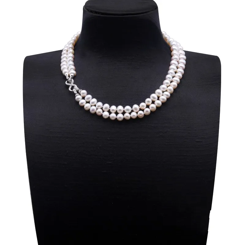 

9.5-10mm White Freshwater Pearl Necklace Strand with Multiple-use