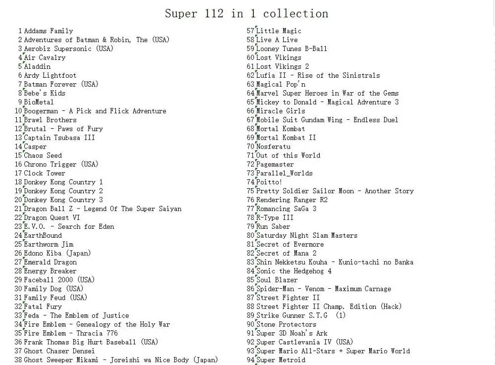 Поддержка экономии! 112 в 1/Shadow/DKC123/Sonic 4/Aladdin/Lost Vikings/для 46 контактов консоли NTSC |