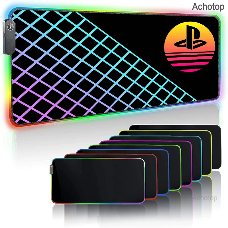 

Игровой коврик для мыши Playstation PS4 RGB, настольная подставка для компьютера, размер XXL, светодиодные Аксессуары для геймеров, ПК, геймеров, USB