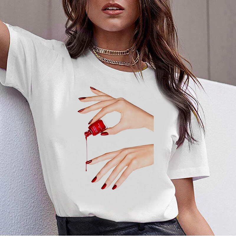 

2020 T-shirt Ms.Nail Polish T-shirt Summer Harajuku Top T-shirt Vogue Korea Clothing Women T- shirt Street Clothing
