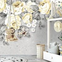 custom any size mural wallpaper modern minimalist hand painted peony flowers ins pastoral background wall painting 3d home decor