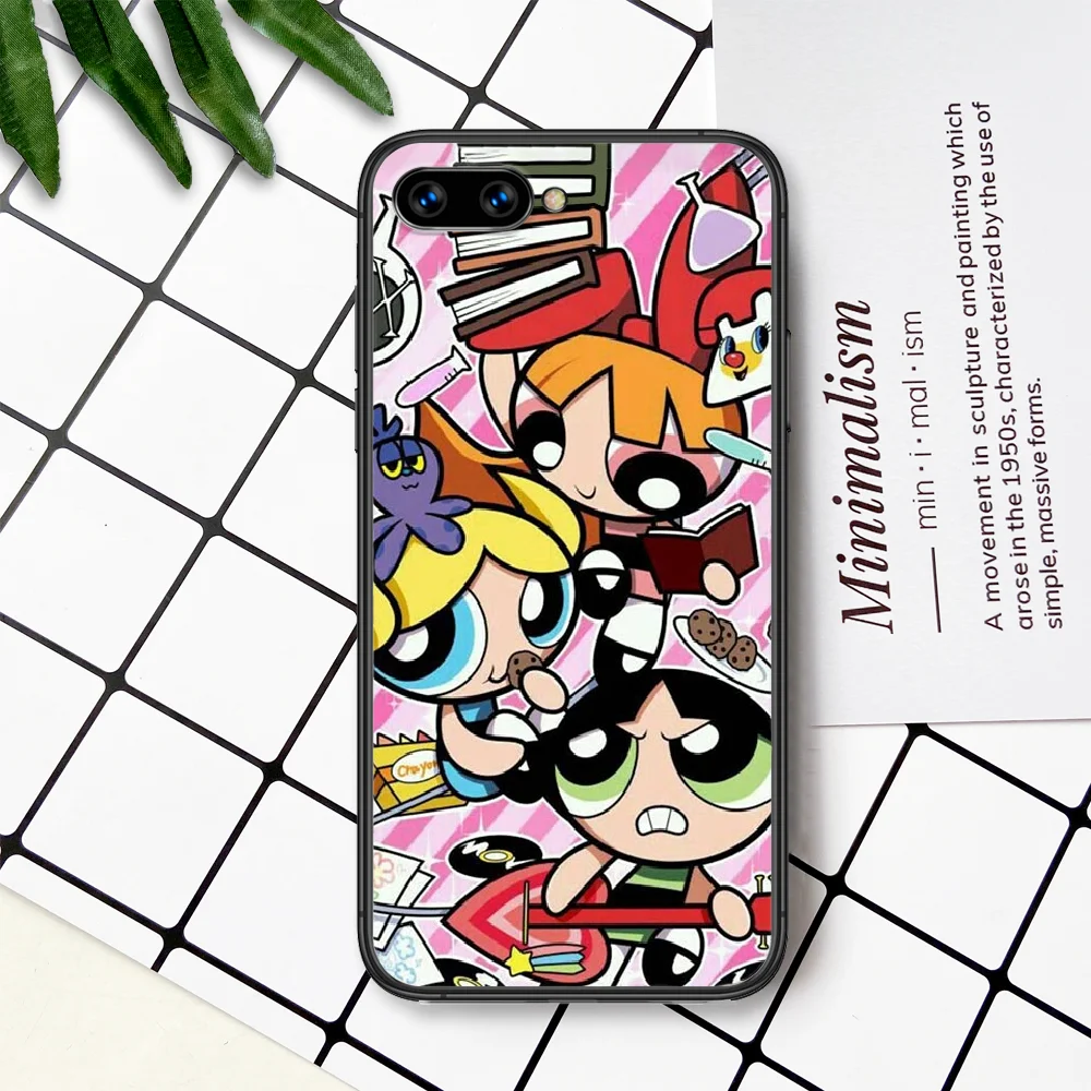 

Cartoon Powerpuff Girls Phone Case For Huawei Honor 6A 7A 7C 8 8A 8X 9 9X 10 10i 20 Lite Pro Play black Bumper Soft Cover
