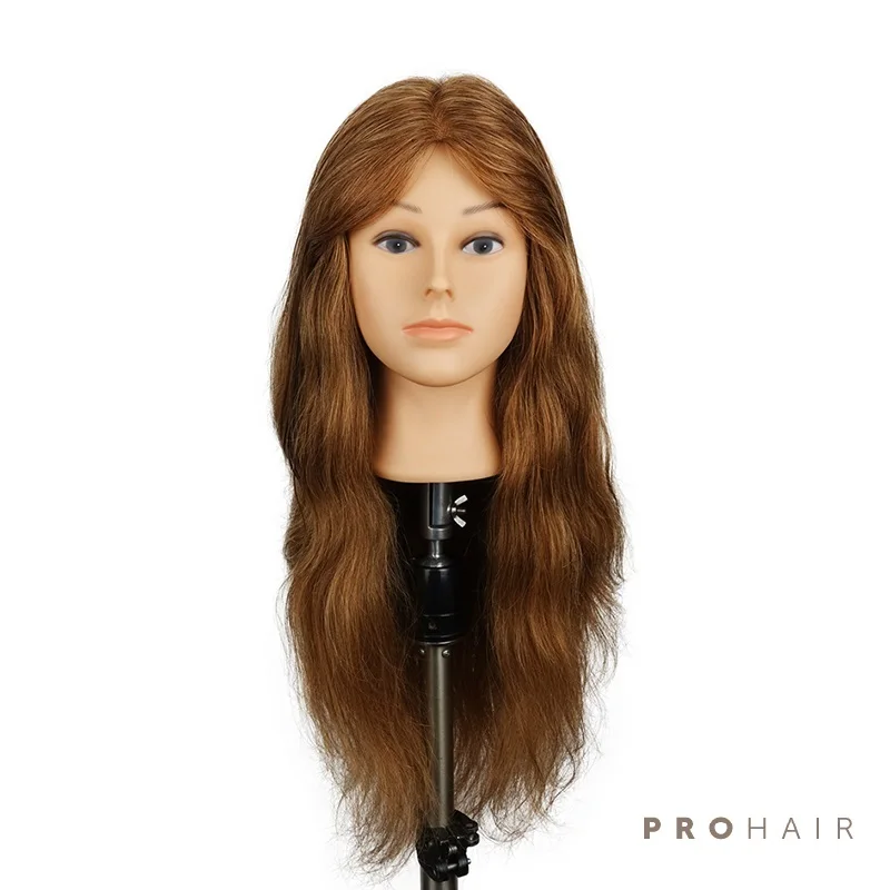 Mannequin-Head with 50CM 100% Human Hair Dark Blond Training Head Female Mannequin Training Doll Head Wig head