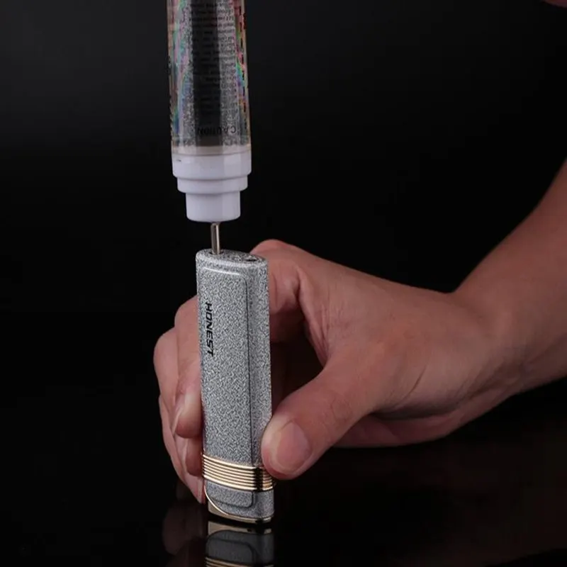 

Portable Small Metal Lighters Butane Gas Lighters Ultra-thin Creative Personality Windproof Lighter Torch Red Flame