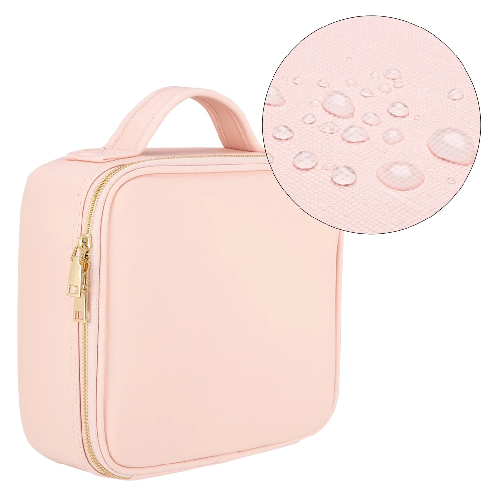 

[US-W]Professional Portable Travel Makeup Bag Strap Pink High-capacity Multilayer 180821114