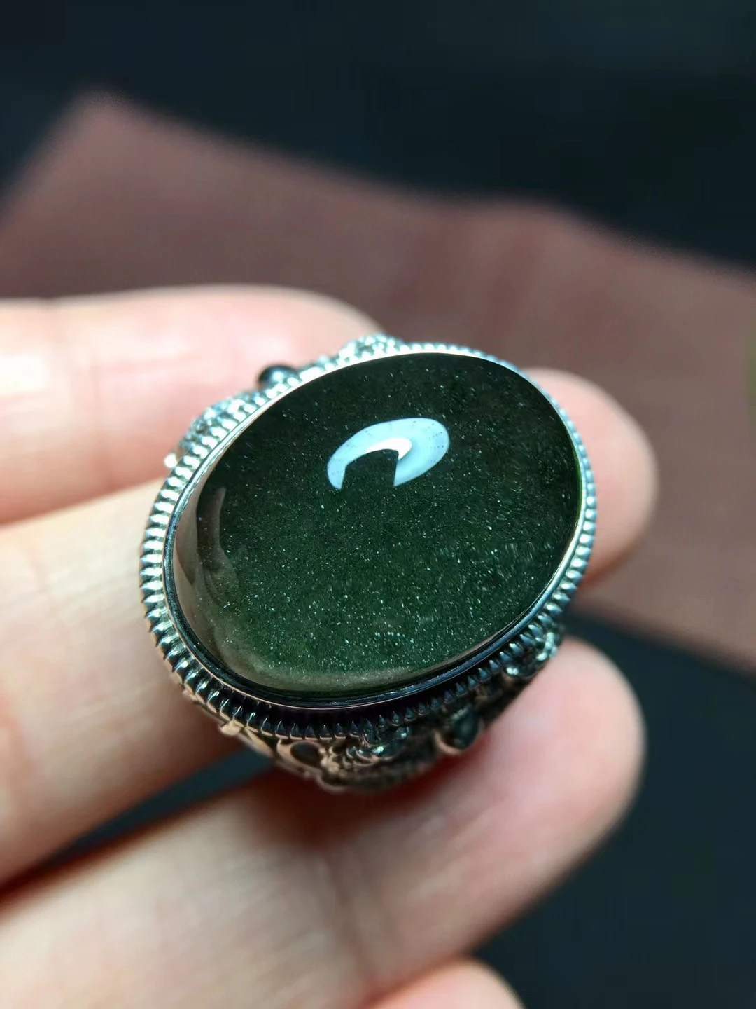 

Женское кольцо из серебра 925 пробы, с натуральным зеленым кварцем, регулируемое, овальное, 20/15 мм
