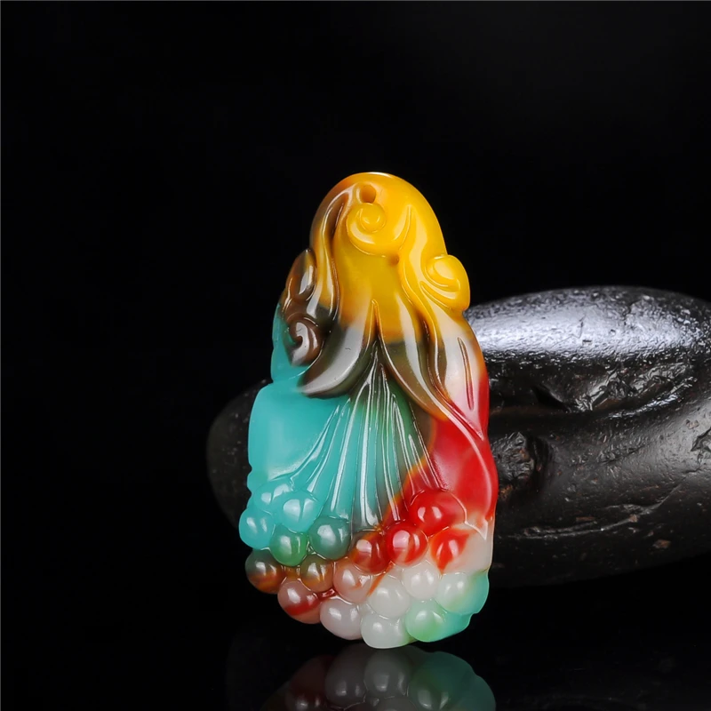 

Natural Color Hetian Jade Stone Magnolia Pendant Necklace Chinese Jadeite Jewelry Charm Fengshui Carved Gifts Women Men