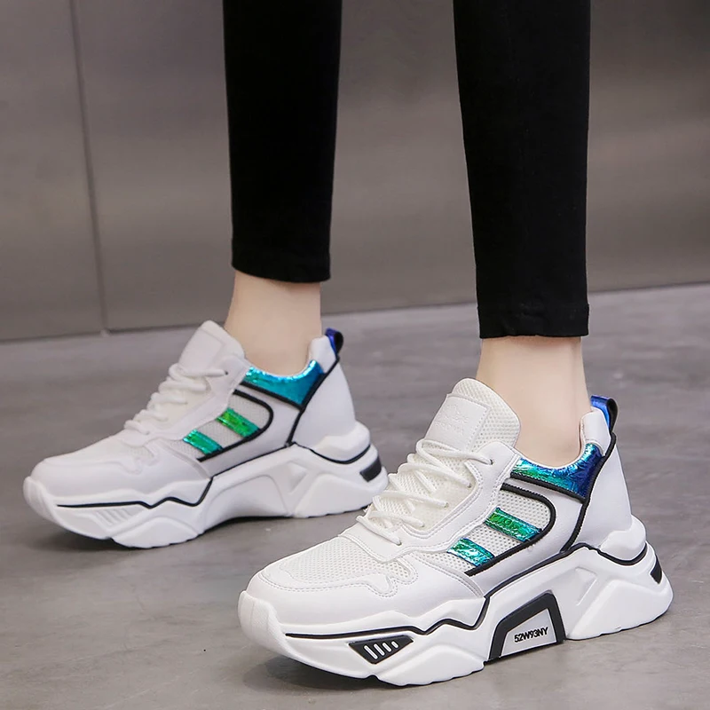 Уличная женская обувь для бега легкая дышащая кружевная кроссовки Нескользящая