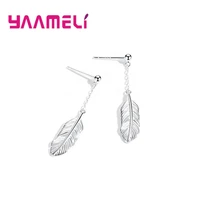 top sale pure 100 925 sterling silver retro vintage dangle earrings feather angler wing women girl birthday party pendientes