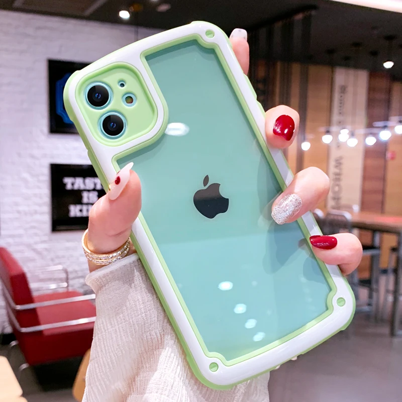 Яркий прозрачный чехол для телефона iPhone 12 11 Pro Max X XR XS 6S 7 8 Plus противоударный бампер